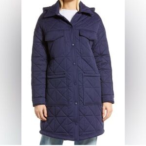 Avec les filles Women's Quilted Navy Coat size small normcore jacket scandi girl